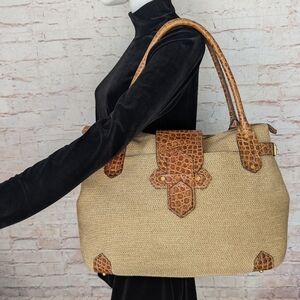 Eric Javits Tan and Brown Shoulder Bag